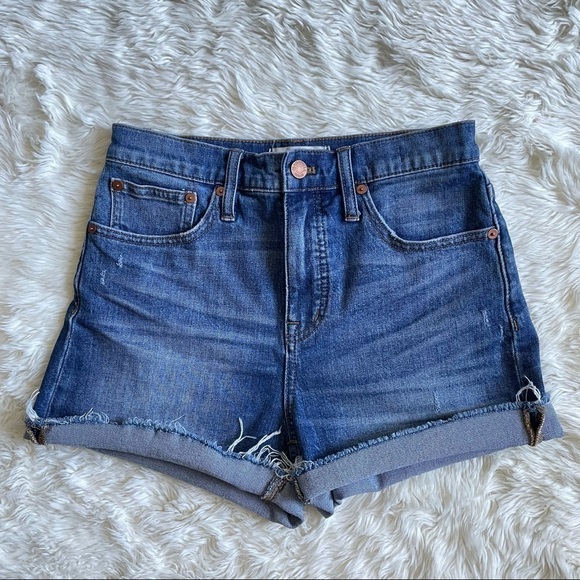 Madewell Shorts High-Rise Denim Jean Cutoffs in Glenoaks Wash Medium Wash 26 - Picture 5 of 14